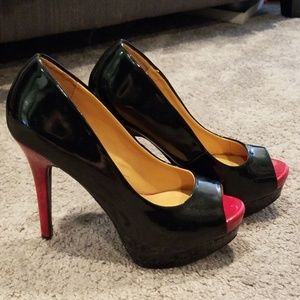 Black and red platform stilettos